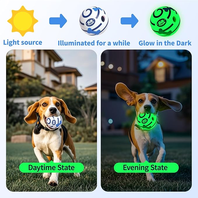 Giggle Ball for Dogs 2 Pack, Glowing Interactive Dog Toys Balls, Rolling Squeaky Toy for Large Medium Small Dogs, Fun Giggle Sounds Attract Attention When Rolled or Shaken - 3.94 inch