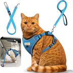 Cat Harness and Leash for Walking, Retractable Cat Harnesses and Leash Set Escape Proof, Breathable Soft Kitten Small Large Harness for Travel Training and Walking, Blue, S