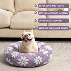Donut Dog Beds for Small Dogs, Calming Round Cat Beds for Indoor Cats, Cute 3D Textured Flower Pet Bed with Removable Washable Cover and Anti-Slip Bottom（Purple，20"）
