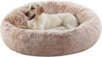 45 inches Donut Dog Bed for Extra Large Dogs,Calming Fluffy Round Jumbo Pet Bed with Removable & Washable Cover, Fits up to 150 lbs Pets (Brown,XL)