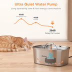 Cat Water Fountain Stainless Steel: 108oz/3.2L Pet Drinking Foundatin for Cats Indoor Automatic Dog Water Dispenser Bowl - Cat Feeding & Watering Supplies with 8 Replacement Filters