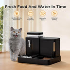 Gravity Cat Feeder and Water Dispenser, 2 in 1 Cat Self Feeder with 180 Degree Rotatable, 2 Pack Automatic Feeding Large Capacity for Small Medium Dog Puppy Kitten, Black, 0.8 Gallon x 2