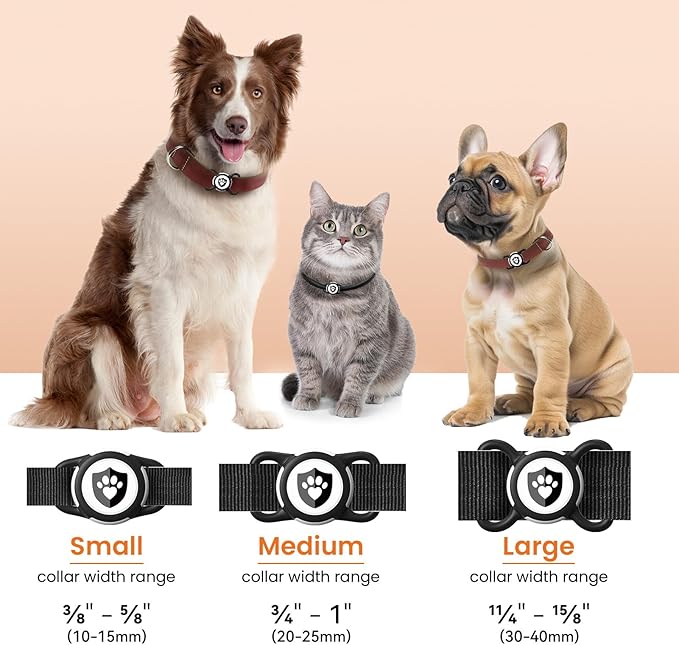 4 Pack Waterproof AirTag Dog Collar Holder for Apple Tracker Black