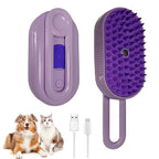 4-in-1 Cat Steam Brush Cat and Dog Anti-Static steam Brush with Spray for Massaging,cleaning,Shedding,Grooming,2025 New Rechargeable Pet Grooming Brushes(purple)