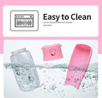 Dog Water Bottle, Leak Proof Portable Puppy Water Dispenser, Travel Puppy Water Bowl, Foldable Transparent Dog Water Bottle for Pets Outdoor Walking, Hiking, Travel, Food Grade Plastic - 19oz Pink