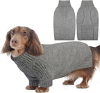 IECOii Dachshund Sweater,Turtleneck Dog Sweater for Small Medium Dogs Girl,Stretchy & Breathable,Warm Knitted Pullover Coat,High Neck Knitwear for Cold Weather Indoor & Outdoor Wear (Light Grey, M)
