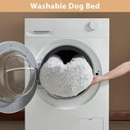 WNPETHOME Calming Dog Bed Cat Bed Donut, Faux Fur Pet Bed Self-Warming Donut Cuddler, Comfortable Round Plush Dog Beds (24 x 24 Inch, Light Grey)