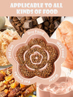 Ceramic Slow Feeder Dog Bowl, Anti-Choking Slow Food Bowls, 8" 11.3oz Slow Feeder for Medium, Large Breeds, Plum Puzzle Design, Non-Slip Silicone, Dishwasher and Microwave Safe, Pink