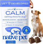 Native Pet Calming Chews for Dogs - Melatonin for Dogs Anxiety Relief - Grain Free All Natural Hemp Calming Treats & L-Theanine Helps Manage Stress & Separation Anxiety - Puppy Sleep Aid - 30 Chews