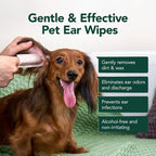 Dog Ear Cleaner Wipes - Dog Ear Infection Treatment Fast Relief from Ear Itching and Inflammation, Cat Ear Wipes Gently Remove Ear Wax Debris and Smelly (100 Pcs, Unscented)