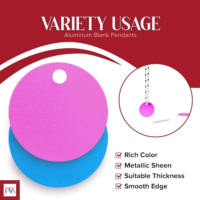[Press TX Art] Multicolor Blank Discs Aluminum Tag Anodized Aluminum Stamping Blanks for DIY Decorative Craft Pet Dog ID Tags Blank with Ring (Round)