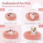 rabbitgoo Dog Bed for Small Dogs, 24 inches Washable Small Dog Bed, Fluffy Donut Dog Bed Anti-Slip, Calming Soft Plush Round Pet Bed for Dogs, Fits up to 18 lbs Pets, Pink