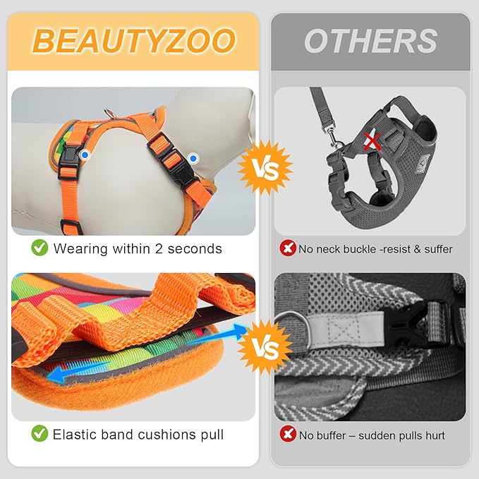 BEAUTYZOO Cat Harness and Leash Escape Proof for Walking[MAX Safety Upgrade]- Neck Release Adjustable Harness for Cats Puppy,Soft Comfortable Lightweight & Reflective Travel Kitten Harness for Outdoor