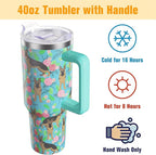 German Shepherd Gifts for Women Dog Lovers 40 oz Floral German Shepherd Tumblers with Handle and Straw, Stainless Steel Vacuum Insulated Travel Coffee Mug Cup Water Bottle