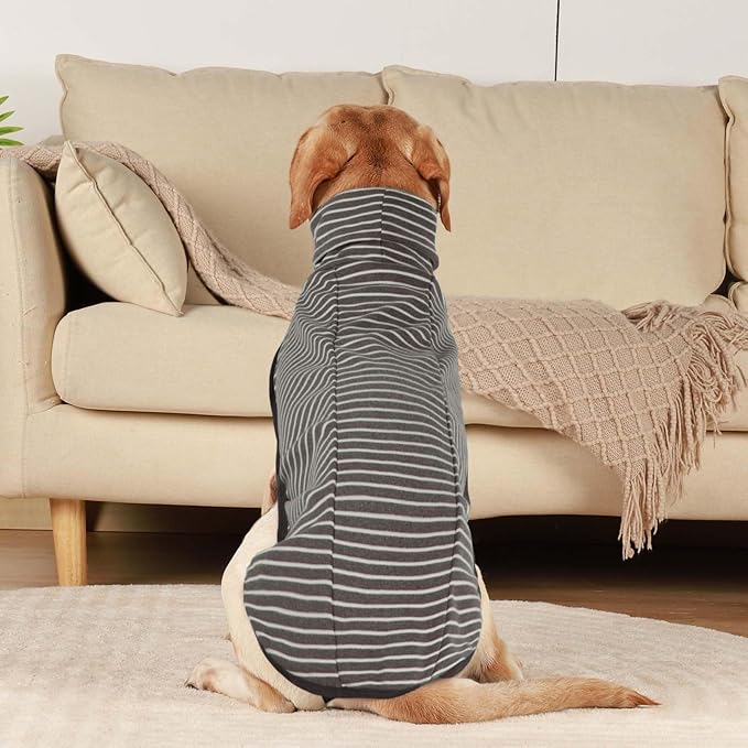 ROZKITCH Dog Winter Coat Soft Pullover Pajamas, Pet Windproof Warm Cold Weather Jacket Vest Cozy Jumpsuit Apparel Outfit Clothes for Small, Medium, Large Dogs Walking Hiking Travel Sleep Stripe 3XL