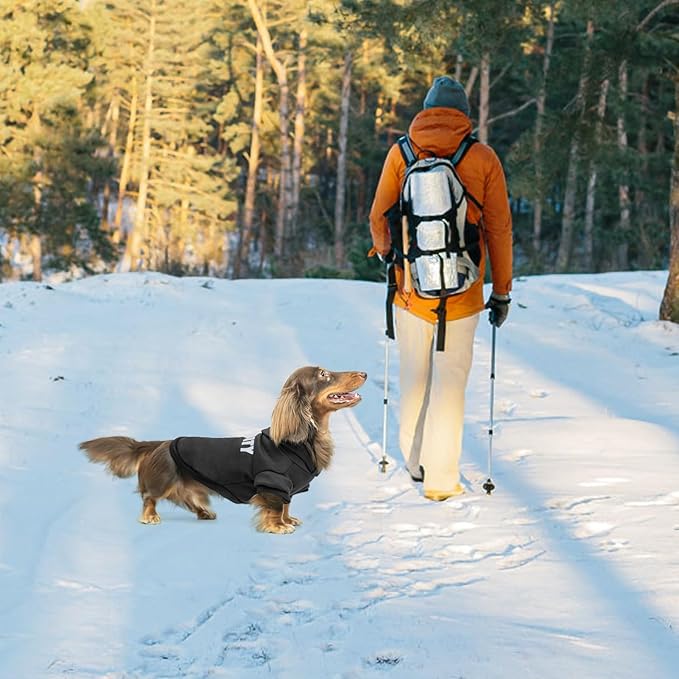 BINGPET Security Dog Hoodies Dachshund Sweater Cold Weather Dog Coats Soft Brushed Fleece Pet Clothes Hooded Sweatshirt for Dog Cat