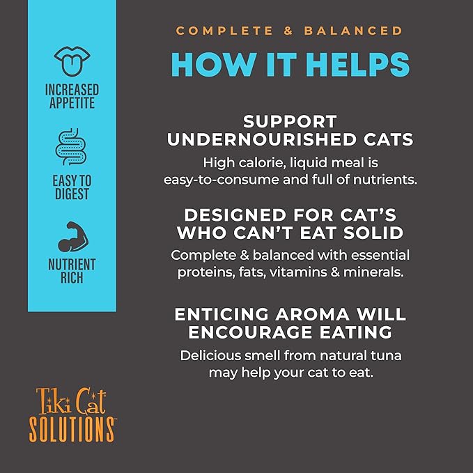 Tiki Cat Solutions Liquid Meal Replacer Wet Cat Food, Tuna in Goat's Milk, 6 oz. Spout Pouch (6 Count)