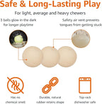 Amazon Basics Dog Toys, Interactive Glow Rubber Balls, (Pack of 3), 2.5 inch, Beige