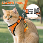 PUPTECK Cat Harness and Leash Set Escape Proof Reflective Cat Walking Harness Adjustable Soft Breathable Mesh Vest for Small Pets, Orange, M
