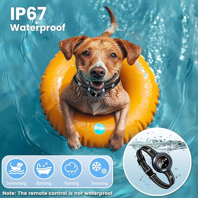 2-in-1 Shock Collar for Dogs & Dog Training Collar with Remote Control 3300FT, Dog Bark Collar with IP67 Waterproof 5 Level Sensitivity, Rechargeable E Collar for Small Medium Large Dogs - Black