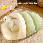 Bed for Dog and Cat, Pet Bed, Ultra Soft Cute Plush Slipper Cat Cave Bed, Anti Slip Warm Pet House Nest, Self-Warming, Ideal for Indoor Use - Fits up to 25lbs (30"X22", L, Green)