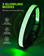 Weesiber Light Up Dog Collar - LED Dog Collar Rechargeable Glow in The Dark Reflective Pet Collar, Safety Doggy Lights for Night Walking(Green, M)