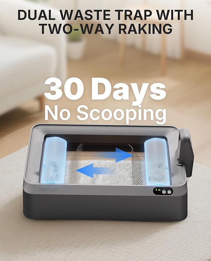 PETKIT Open-Top & AI Camera Self Cleaning Cat Litter Box, Urinary Health Monitor Automatic Cat Litter Box, Smart Robot with 2-Way Raking/5G WiFi/Safety Sensors/Odor Control for Multiple Cats (Grey)