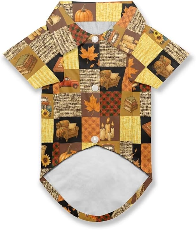 Fall Dog Shirt for Large Dogs Girls Boys Pet Collared Outfit for Chihuahua, Yorkie & Cats Plaid Doggy Clothes Apparel Button Up Tee Soft Summer Costume for Birthday, Photos, Travel