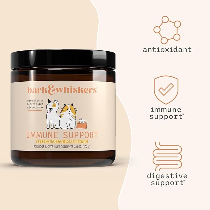 Bark & Whiskers Immune Support, 3.5 Oz. (102 g), 60 Scoops, Supports Liver & Digestive Health, Veterinarian Formulated, Non-GMO, Dr. Mercola