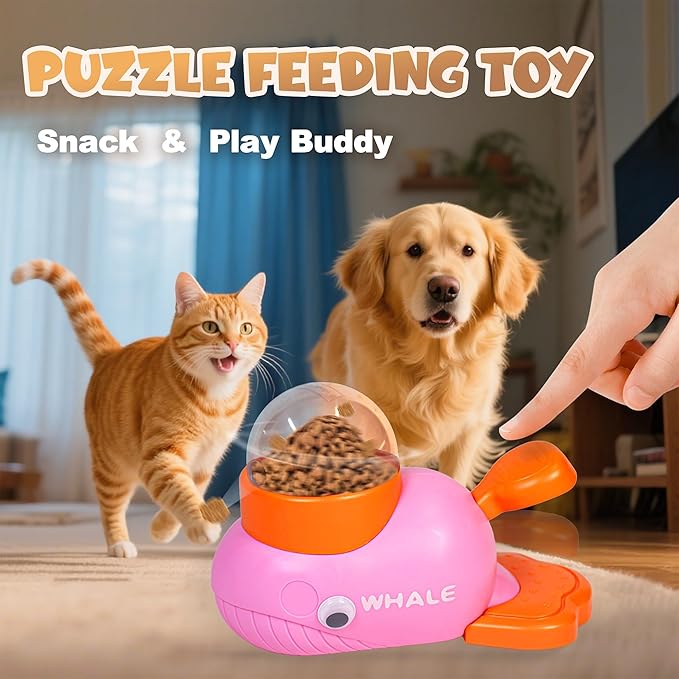 Dog Puzzle Feeder Toy,Interactive Food Dispense,Pet Slow Feeder (Pink)