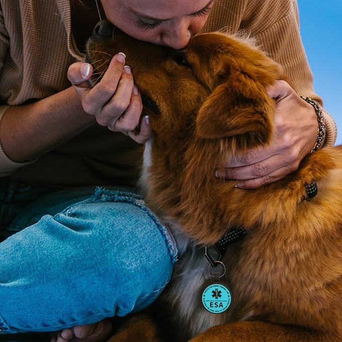 MYLUCKYTAG QR Code ESA Emotional Support Dog ID Tag - Pet Online Profile - Scan QR Receive Instant Pet Location Alert Email
