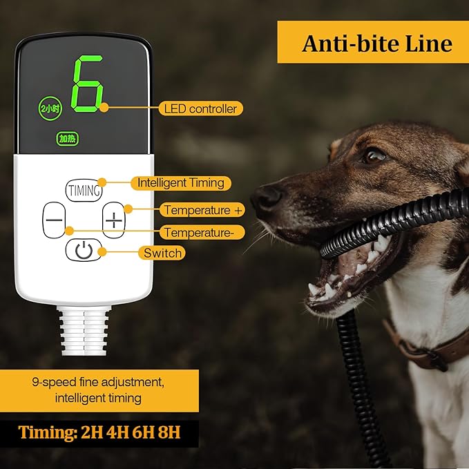 Pet Heating Pad, Indoor Waterproof Electric Heating Pad for Dogs Cats with 4 Timer and 9 Level Adjustable Temperature, Chew Resistant Cord, Detachable Cover -Large 27.5x17.7x0.5 (Grey)