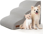 3-Step Dog Ramp and Stairs for Sofa and Chair - Non-Slip Sturdy Pet Steps for Small Dogs and Cats,15.7" H,Light Grey
