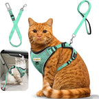 Cat Harness and Leash for Walking, Retractable Cat Harnesses and Leash Set Escape Proof, Breathable Soft Kitten Small Large Harness for Travel Training and Walking, Green, XS