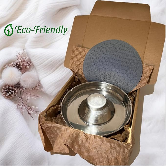27.05oz Stainless Steel Puppy Weaning Bowls with Non-Slip Mat Set, Shallow Feeding Bowls for Puppies and Kittens, Food and Water Feeding Dishes