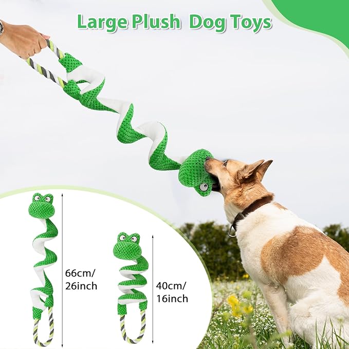 Interactive Squeaky Dog Toys with Pull Rope, Large Dog Tug of War Toy, Plush Puppy Chew Toys for Dental Health, Great for Small, Medium and Big Dogs