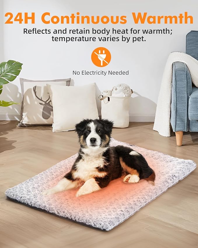 Self Warming Cat Bed 37 x 25.6 in - Cat Beds for Indoor Outdoor Cats and Dogs, Machine Washable Cat Heating Pad, 2 in Thickened Pet Heating Pad for Cats & Dogs, Double Side Premium Soft