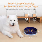 Sted Ceramic Slow Feeder Dog Bowls for Medium Large Breed, Slow Feeding Dog Bowl, Dog Food Bowls for Fast Eaters, Slow Down Eating, Puzzle Dog Food Bowl with Silicone Base, Maze Blue