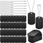 100Pcs Military Dog Tags Set, 50 Pcs Aluminum Blank Dog Tag and 50 Pcs Iron Necklace Chain, Dog Tags Personalized for Pets, Suitable for Laser Engraving