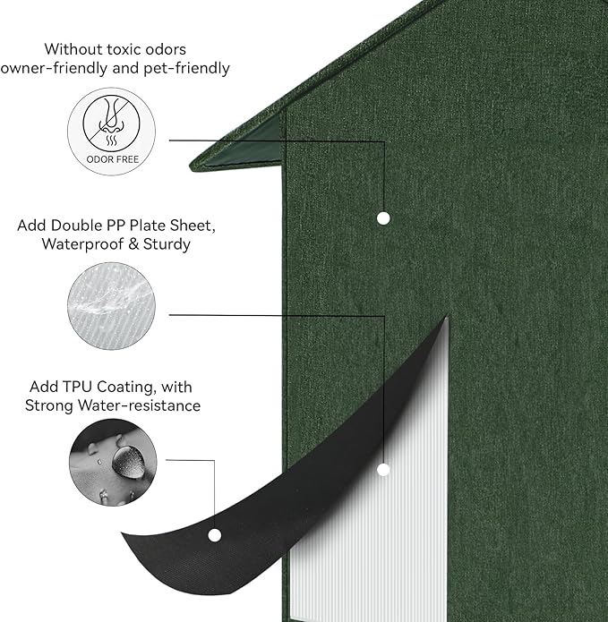 Outdoor Cat House Feral Cat Shelter,Outside Waterproof Cat House for Outdoor/Indoor Cats, Insulated Cat Bed for All Seasons with Cozy Cushion Easy to Assemble Olive Green