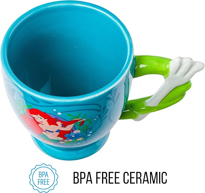 Silver Buffalo Disney Princess Ariel Dinglehopper Hair Brush Shaped Handle Ceramic Mug, 20 Ounces