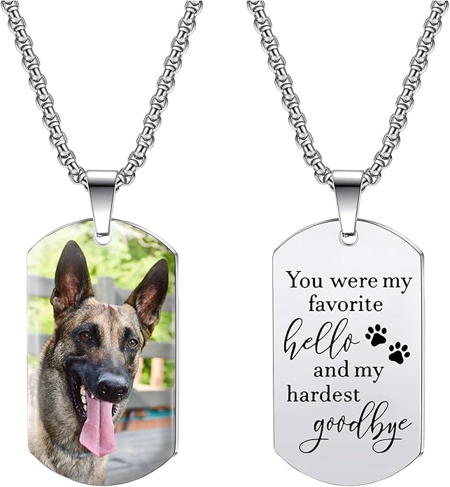 Funnylife Custom Pet Memorial Necklace - Dog Loss Gift - Sympathy for Pet Loss