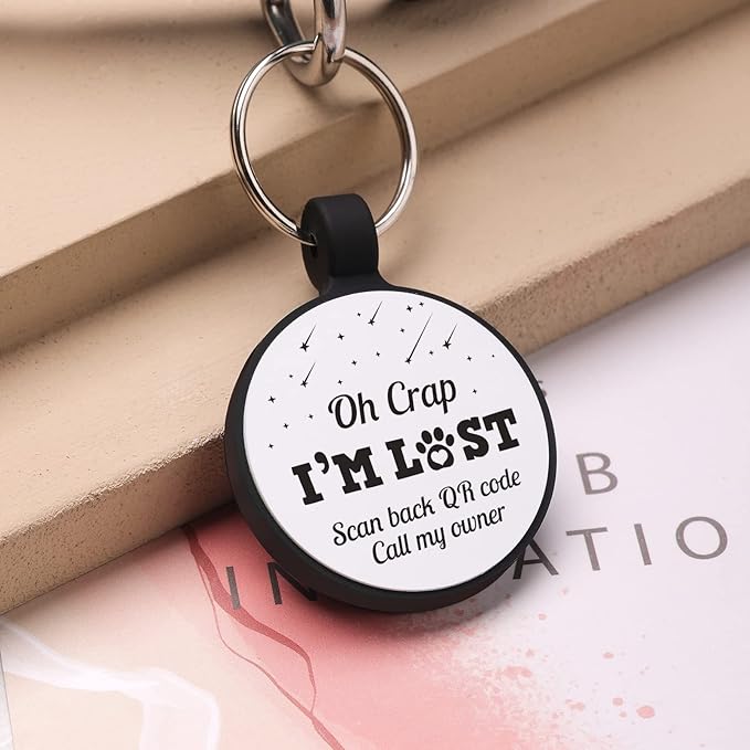 MYLUCKYTAG QR Code Silicone Dog Cat ID Tag - Online Pet Profile, Pet Location Alert Email - Durable Dog Collar Tag