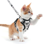 Halypet Cat Harness and Leash Set for Walking, Escape Proof Adjustable Vest Harness with 3-in-1 Integrated Buckles, Easy Control Soft Breathable Mesh with Reflective Strips for Cats, XS,Moonlight Meow