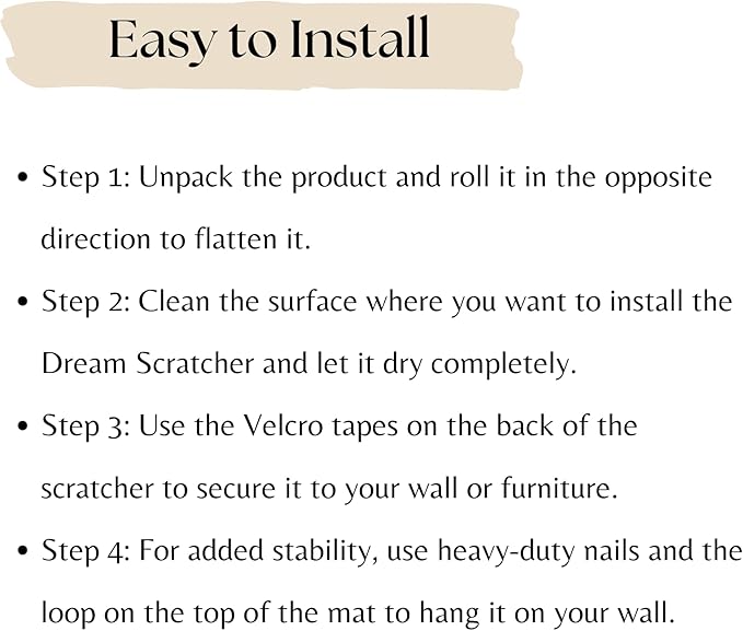 Boho Sisal Cat Scratcher Mat with Hook and Loop Strips (Scratch Protector for Carpet, Sofa, Wall and Furniture), Durable and Shedding-Resistant Surface (Oval Medium, Fishbone)