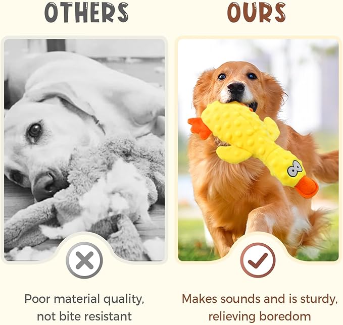 Quack-Quack Duck Dog Toy,Durable Plush Chew Toy with Sounds,Stuffed Plush Calming Duck Dog Toy for Indoor Puppies and Senior Pups (A-Green, Small)