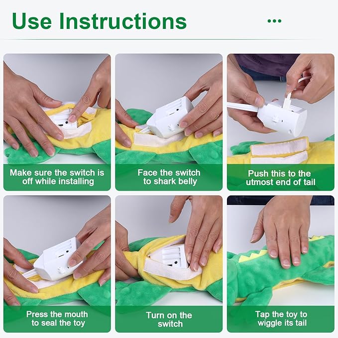 Alligator Interactive Dog Toys, Motion Activated Plush Dog Toys to Keep Dogs Busy, Wiggling Tail Interactive Dog Toy for Small/Medium/Large Dogs, USB Rechargeable Puppy Toys