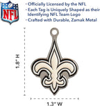NFL New Orleans Saints Pet ID in 32 Team Logo Shapes - Engravable Stainless Steel Dog & Cat Tags - 3 Lines of Custom Text for Tracking & Safety