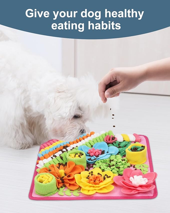 Snuffle Mat for Dogs Cats Rabbits, Pet Treats Feeding Mat, 15.4 x 15.4 inch for Small & Medium, Felt Wool Dog Sniff Mats for Slow Feed, Rabbit Foraging Mats, Relieve Anxiety, with Anti-Slip Bottom
