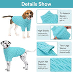 Queenmore Dog Sweaters for Large Dogs Girls Boys,Warm Pullover Extra Large Dog Sweater,Dogs Christmas Sweaters,Classic Turtleneck Thick Clothes for Extra Large Pets, Pitbull, Boxer(Lake Blue,XL)